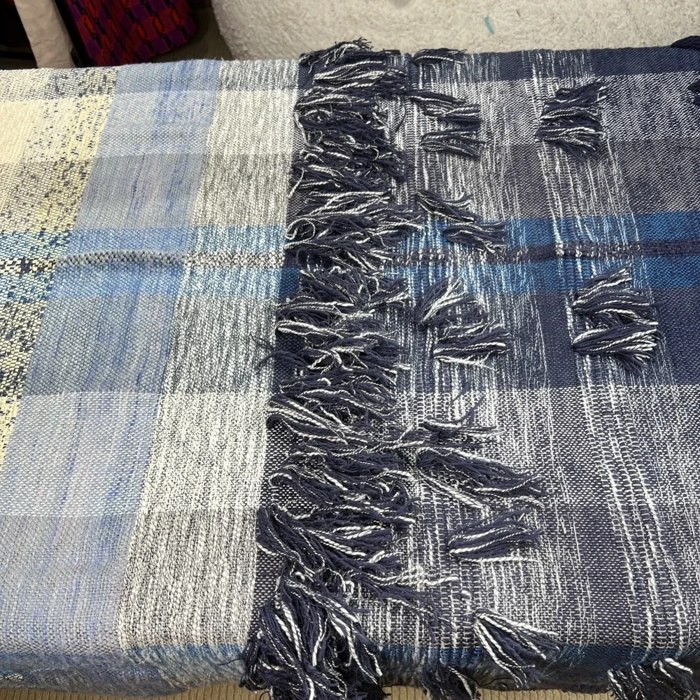 All Roads Design Throw Blanket Anthropologie Bloomfield Fringe Handcrafted-Mint! - Picture 5 of 12